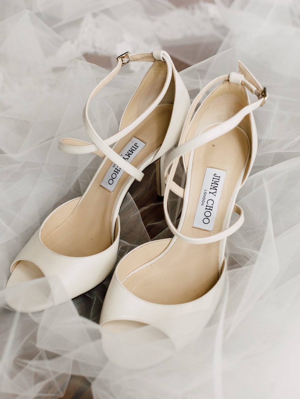 Jimmy Choo Cream Open-Toe Ankle-Strap Heels